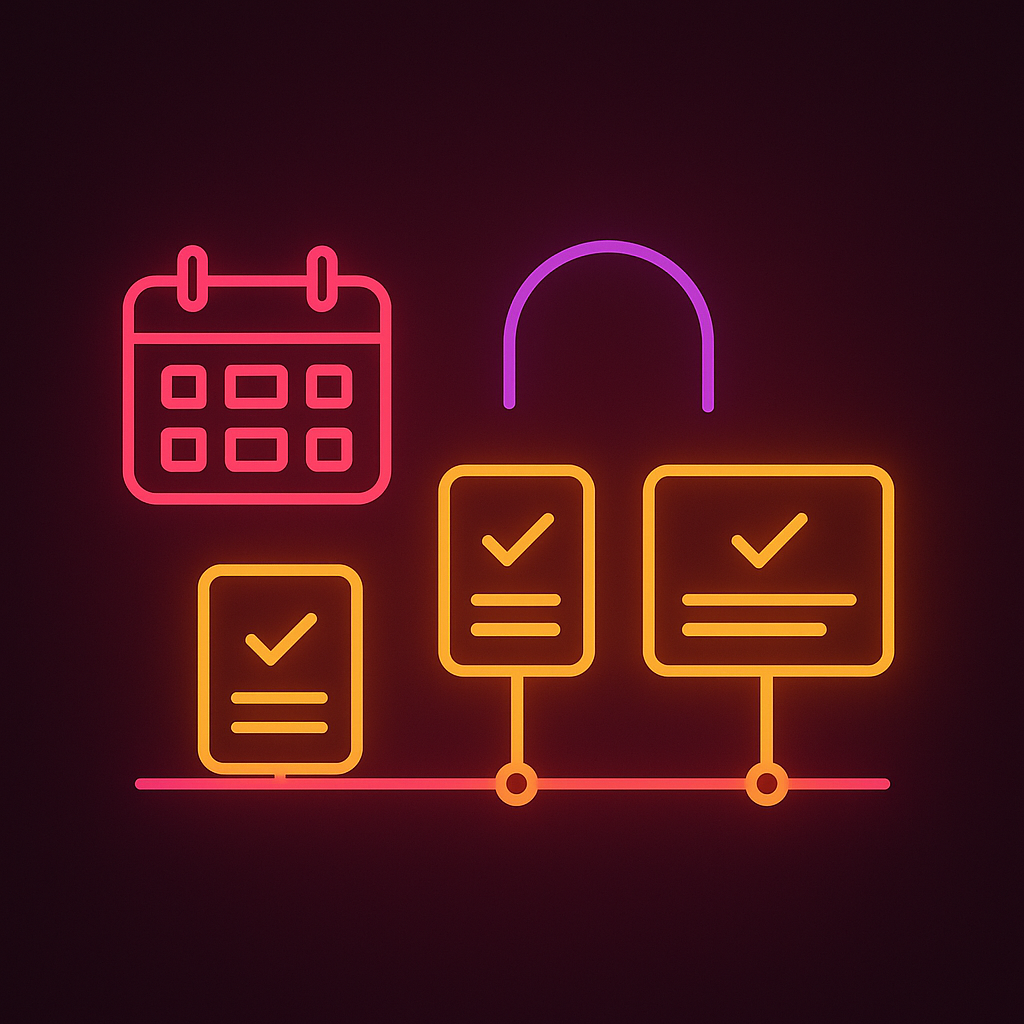 Roadmap timeline with neon accents